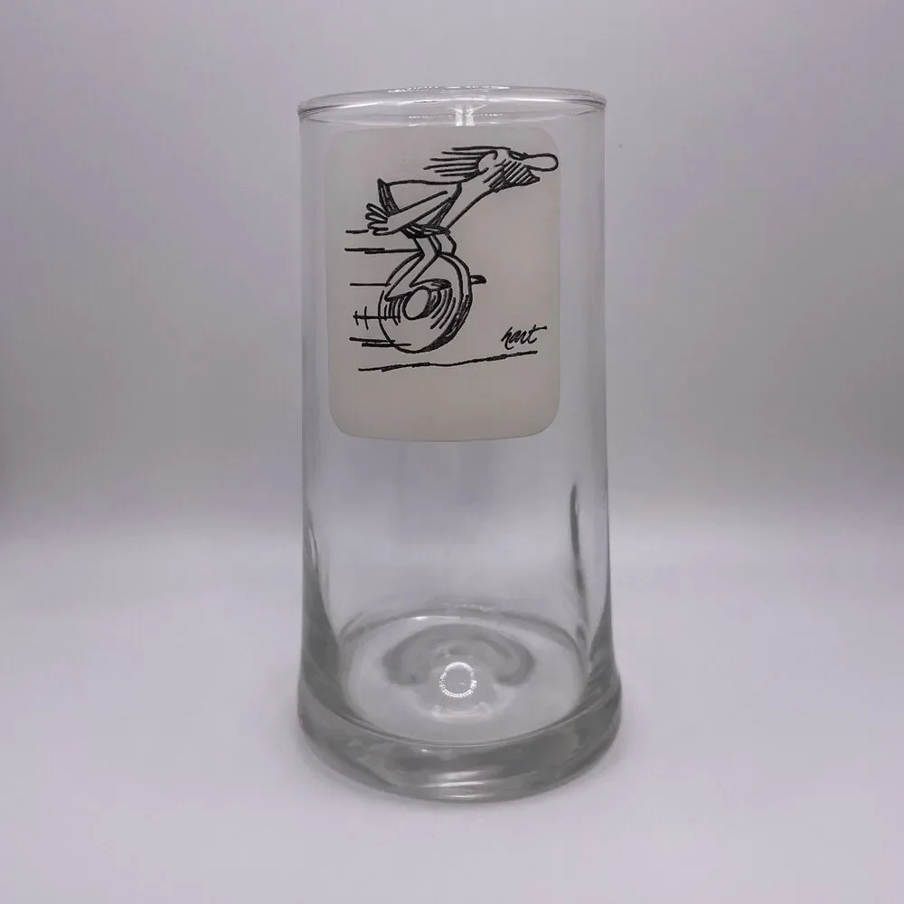 Vintage 1970s  Johnny Hart b.c Caveman on a Wheel  Comic Juice Tumbler